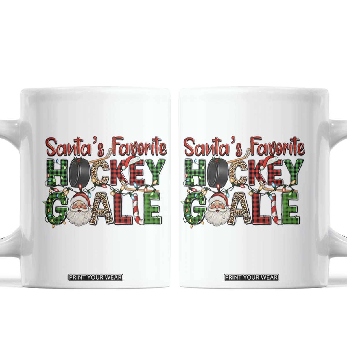Santa Favorite Hockey Goalie Coffee Mug Funny Christmas Gift TS12 White Print Your Wear