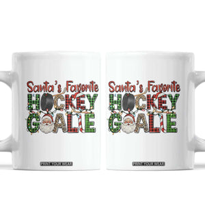 Santa Favorite Hockey Goalie Coffee Mug Funny Christmas Gift TS12 White Print Your Wear