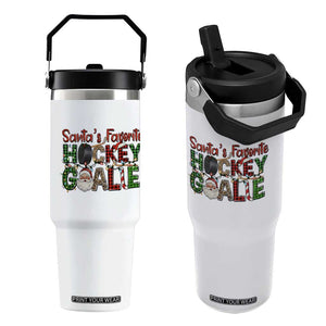 Santa Favorite Hockey Goalie Flip Straw Tumbler Funny Christmas Gift TS12 One Size: 30 oz White Print Your Wear