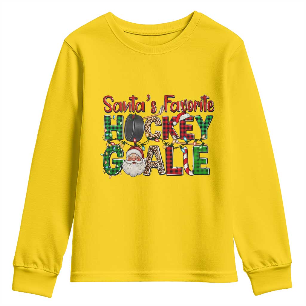Santa Favorite Hockey Goalie Youth Sweatshirt Funny Christmas Gift TS12 Daisy Print Your Wear