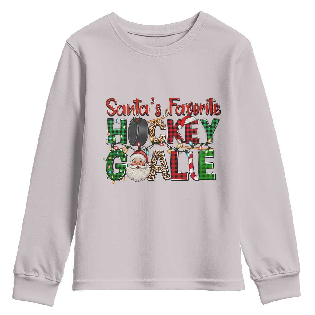 Santa Favorite Hockey Goalie Youth Sweatshirt Funny Christmas Gift TS12 Ice Gray Print Your Wear