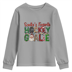 Santa Favorite Hockey Goalie Youth Sweatshirt Funny Christmas Gift TS12 Sport Gray Print Your Wear