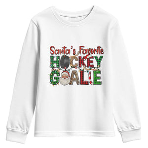 Santa Favorite Hockey Goalie Youth Sweatshirt Funny Christmas Gift TS12 White Print Your Wear