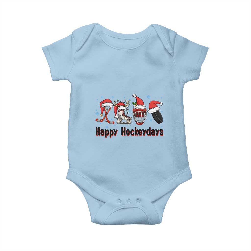 Happy Hockeydays Baby Onesie Funny Christmas Ice Hockey Gift TS12 Light Blue Print Your Wear