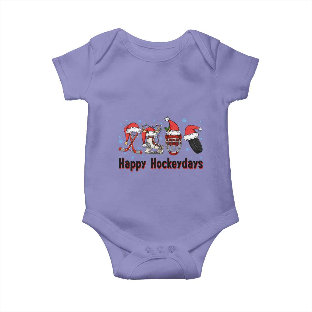 Happy Hockeydays Baby Onesie Funny Christmas Ice Hockey Gift TS12 Violet Print Your Wear