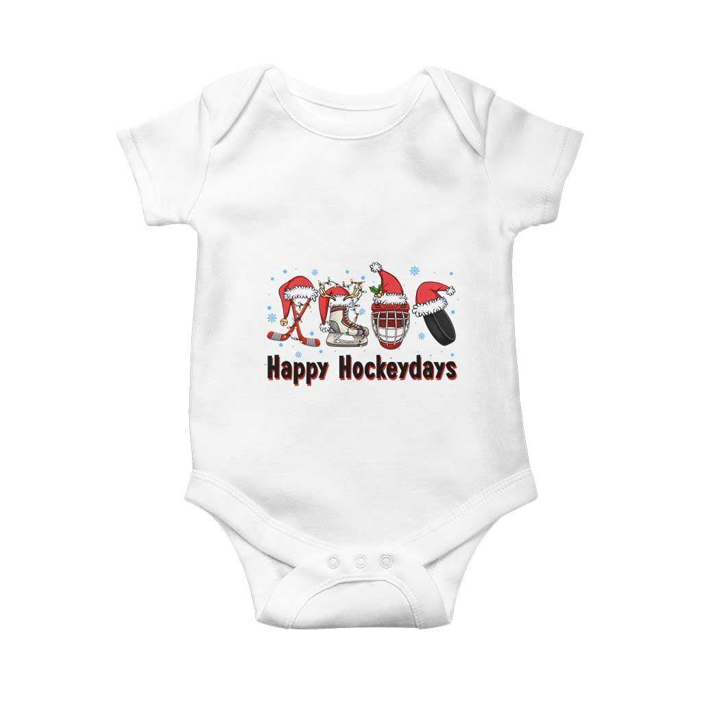 Happy Hockeydays Baby Onesie Funny Christmas Ice Hockey Gift TS12 White Print Your Wear