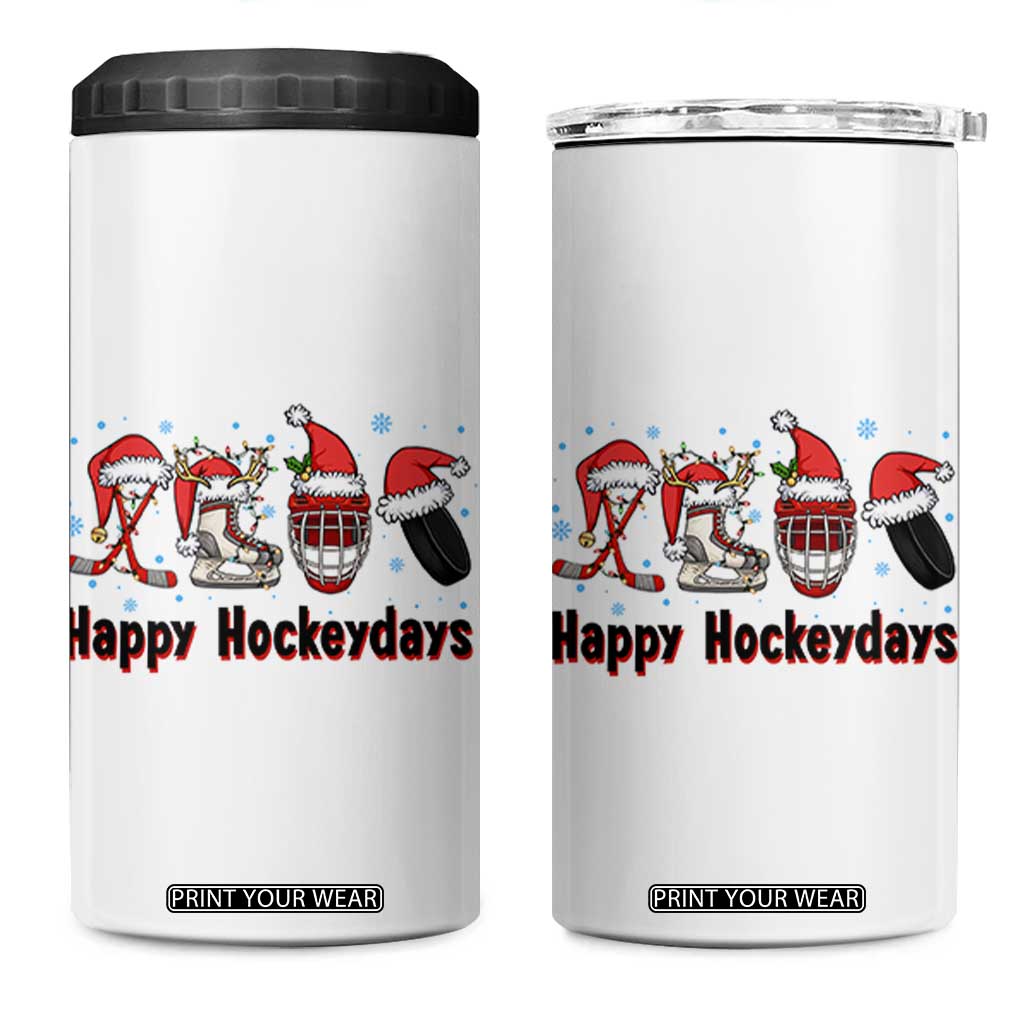 Happy Hockeydays 4 in 1 Can Cooler Tumbler Funny Christmas Ice Hockey Gift TS12 One Size: 16 oz White Print Your Wear