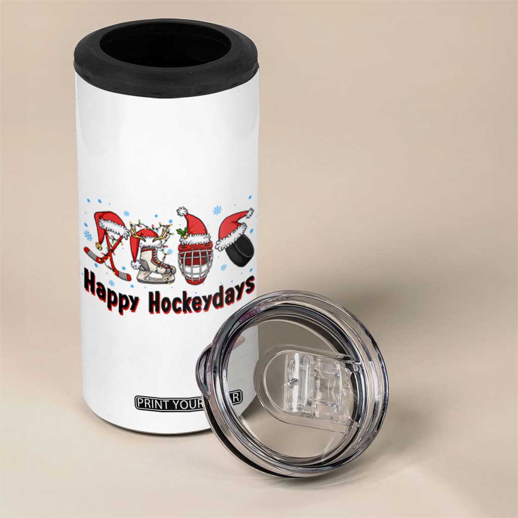 Happy Hockeydays 4 in 1 Can Cooler Tumbler Funny Christmas Ice Hockey Gift TS12 Print Your Wear