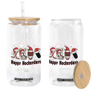 Happy Hockeydays Glass Can Funny Christmas Ice Hockey Gift TS12 Print Your Wear