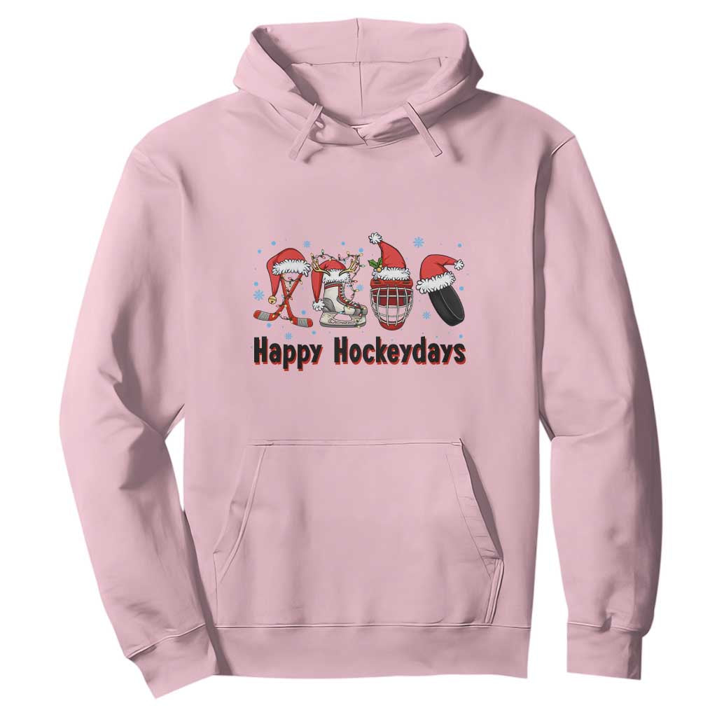 Happy Hockeydays Hoodie Funny Christmas Ice Hockey Gift TS12 Light Pink Print Your Wear