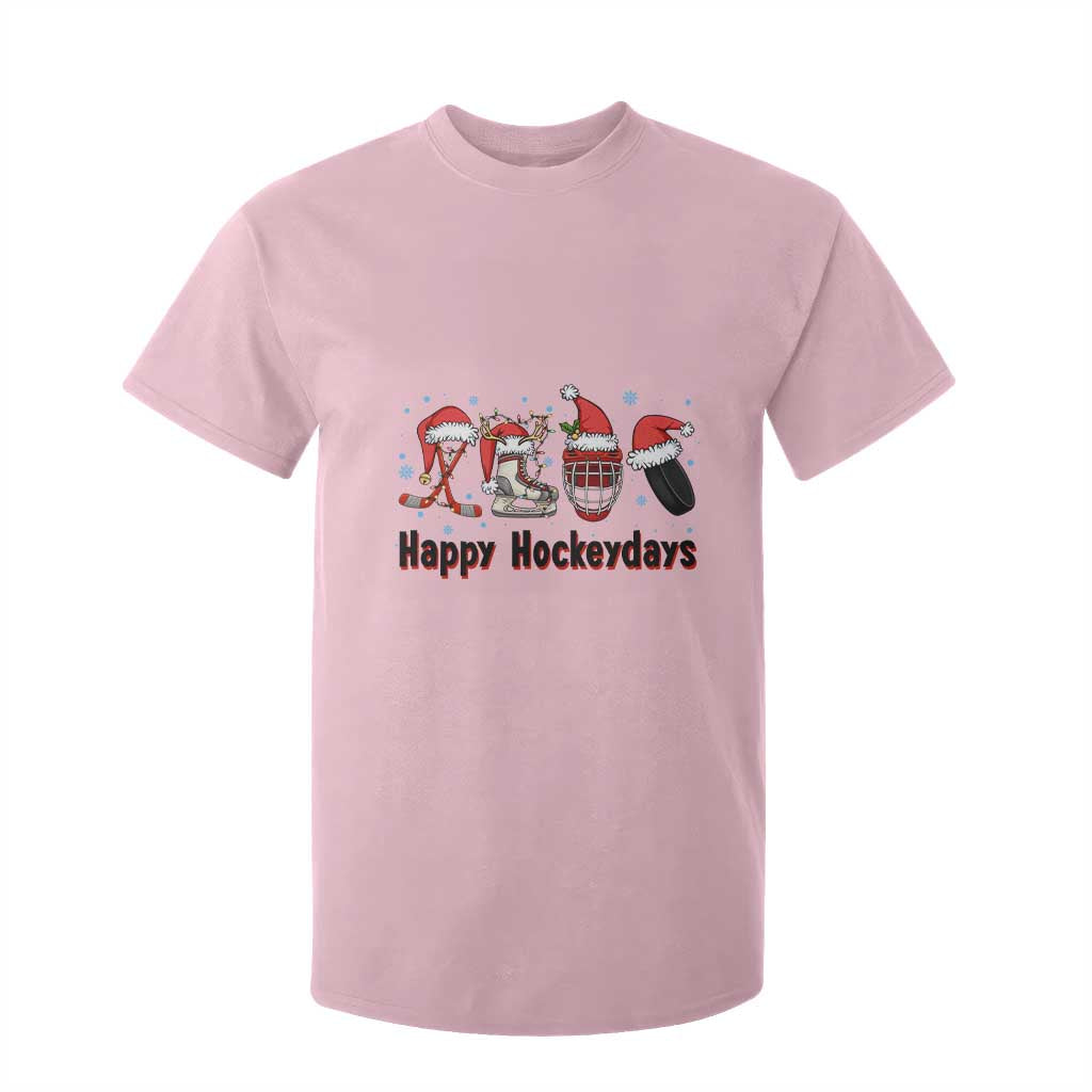Happy Hockeydays T Shirt For Kid Funny Christmas Ice Hockey Gift TS12 Light Pink Print Your Wear