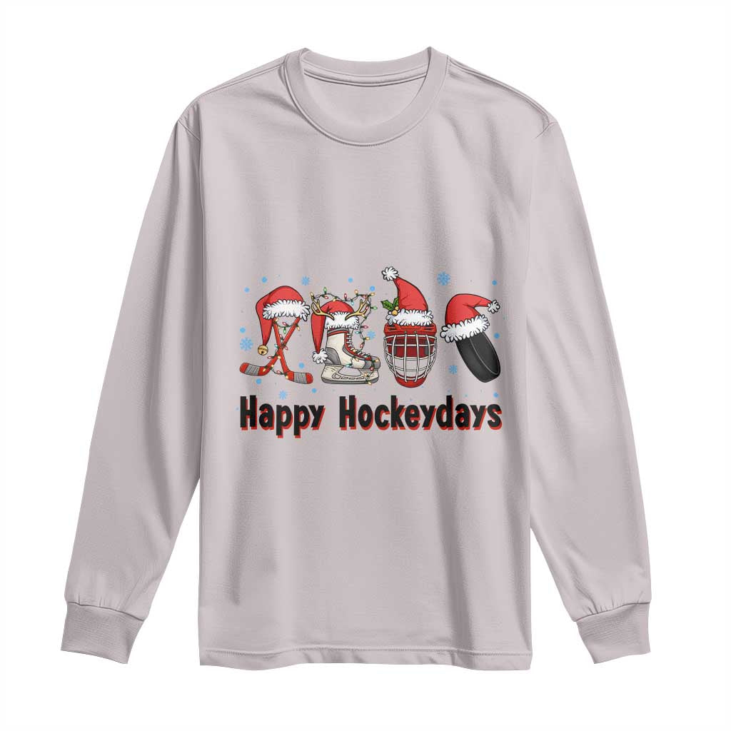 Happy Hockeydays Long Sleeve Shirt Funny Christmas Ice Hockey Gift TS12 Ice Gray Print Your Wear