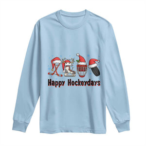 Happy Hockeydays Long Sleeve Shirt Funny Christmas Ice Hockey Gift TS12 Light Blue Print Your Wear
