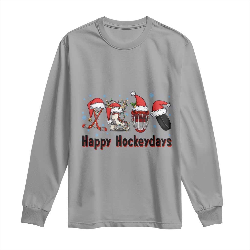 Happy Hockeydays Long Sleeve Shirt Funny Christmas Ice Hockey Gift TS12 Sport Gray Print Your Wear