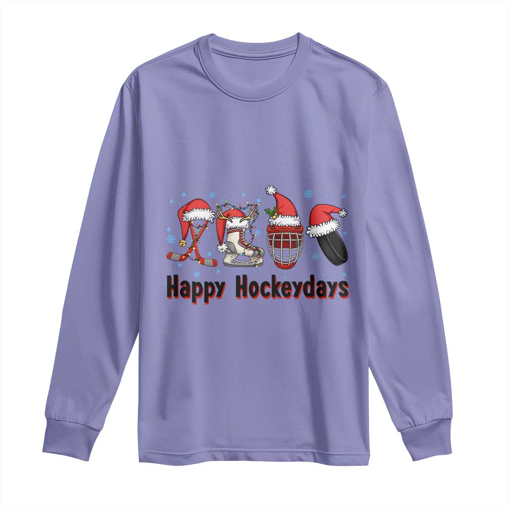 Happy Hockeydays Long Sleeve Shirt Funny Christmas Ice Hockey Gift TS12 Violet Print Your Wear