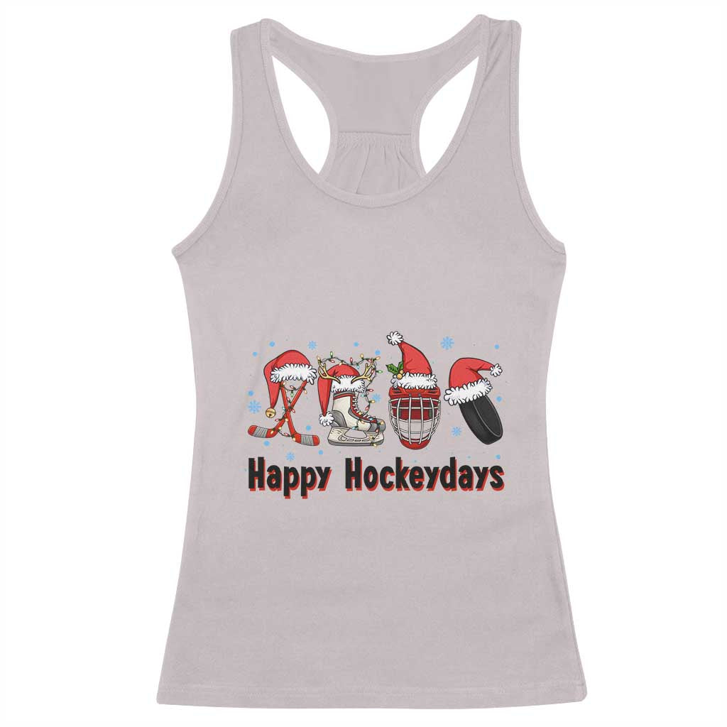 Happy Hockeydays Racerback Tank Top Funny Christmas Ice Hockey Gift TS12 Ice Gray Print Your Wear