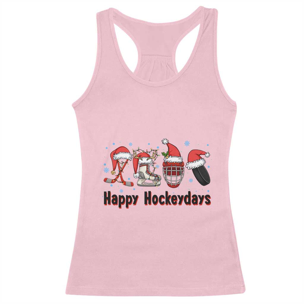 Happy Hockeydays Racerback Tank Top Funny Christmas Ice Hockey Gift TS12 Light Pink Print Your Wear