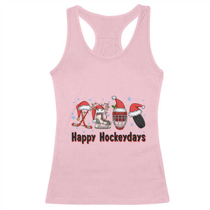 Happy Hockeydays Racerback Tank Top Funny Christmas Ice Hockey Gift TS12 Light Pink Print Your Wear