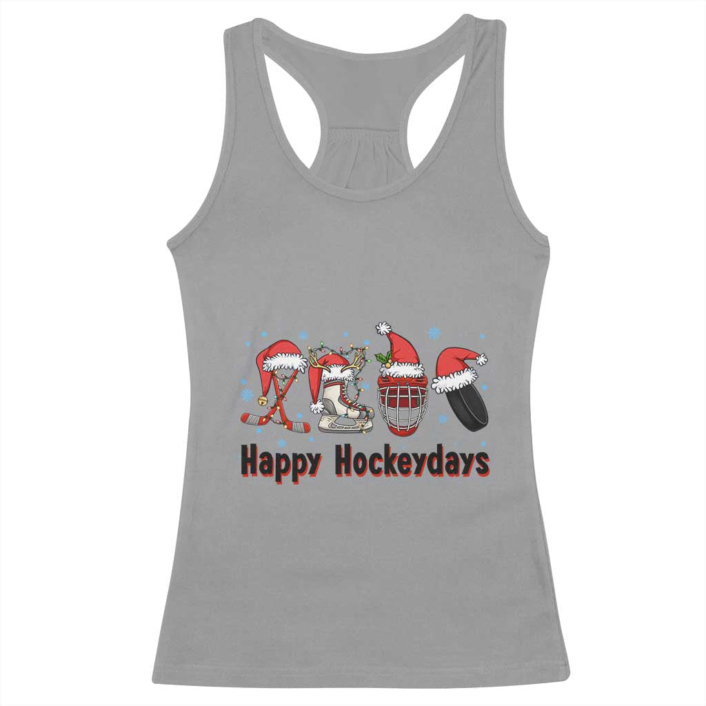 Happy Hockeydays Racerback Tank Top Funny Christmas Ice Hockey Gift TS12 Sport Gray Print Your Wear
