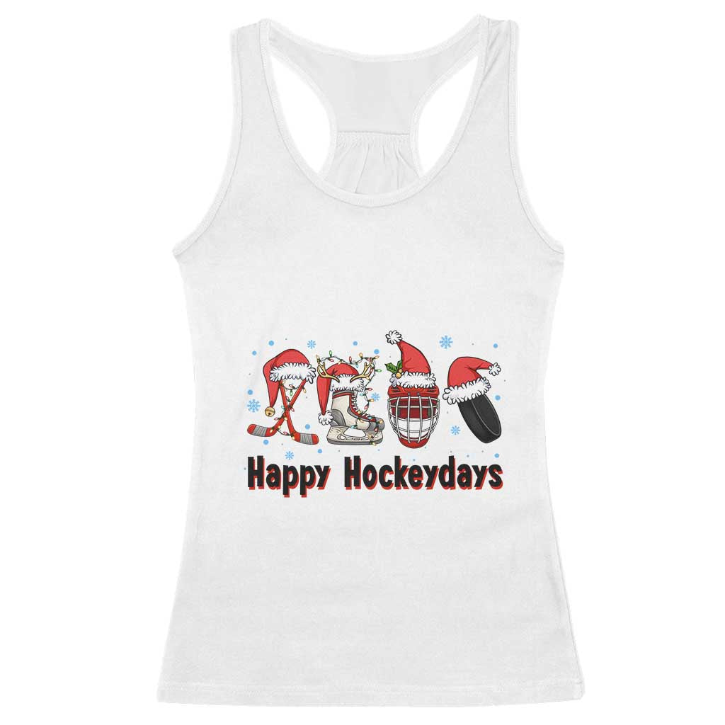 Happy Hockeydays Racerback Tank Top Funny Christmas Ice Hockey Gift TS12 White Print Your Wear