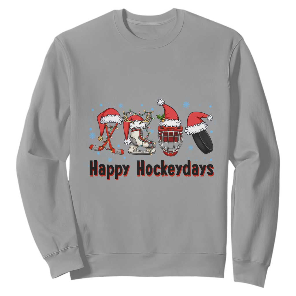 Happy Hockeydays Sweatshirt Funny Christmas Ice Hockey Gift TS12 Sport Gray Print Your Wear
