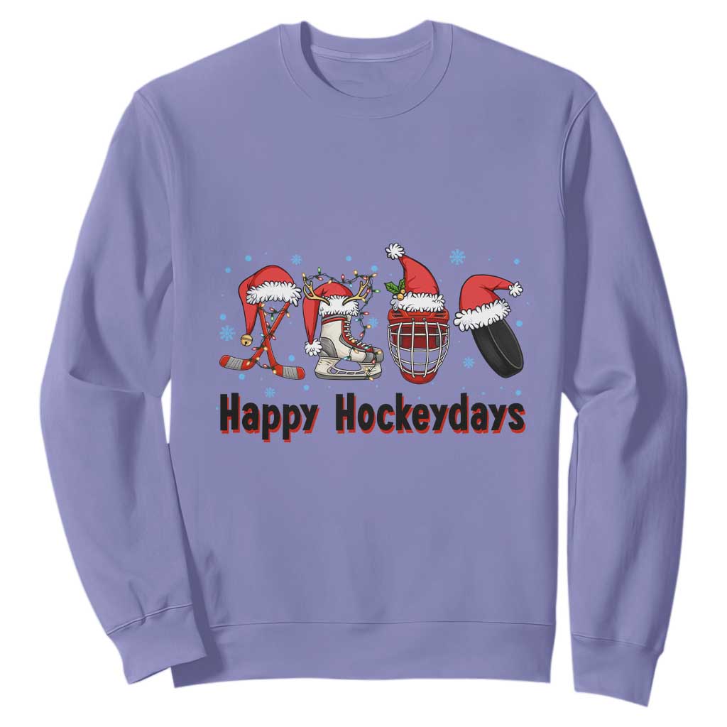 Happy Hockeydays Sweatshirt Funny Christmas Ice Hockey Gift TS12 Violet Print Your Wear