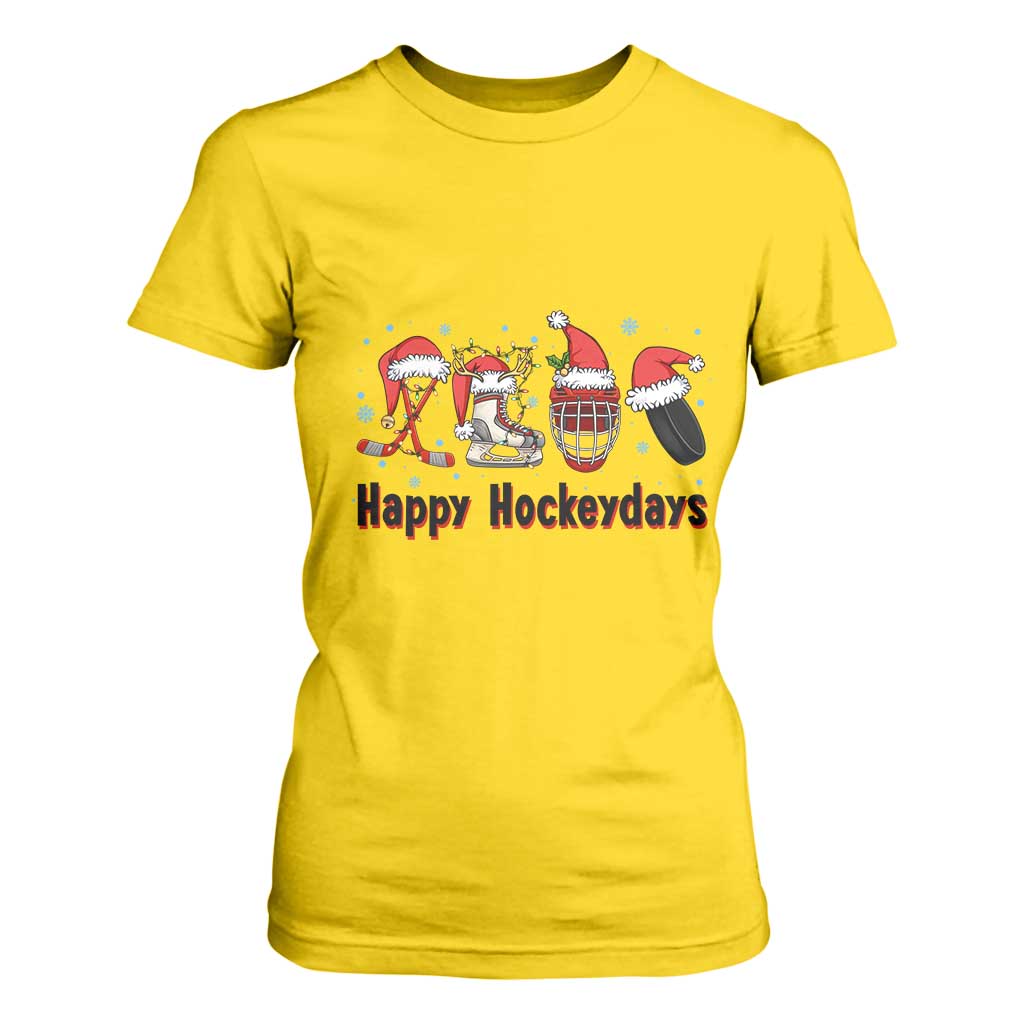 Happy Hockeydays T Shirt For Women Funny Christmas Ice Hockey Gift TS12 Daisy Print Your Wear