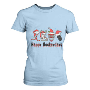 Happy Hockeydays T Shirt For Women Funny Christmas Ice Hockey Gift TS12 Light Blue Print Your Wear
