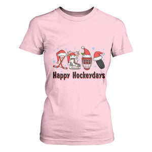 Happy Hockeydays T Shirt For Women Funny Christmas Ice Hockey Gift TS12 Light Pink Print Your Wear