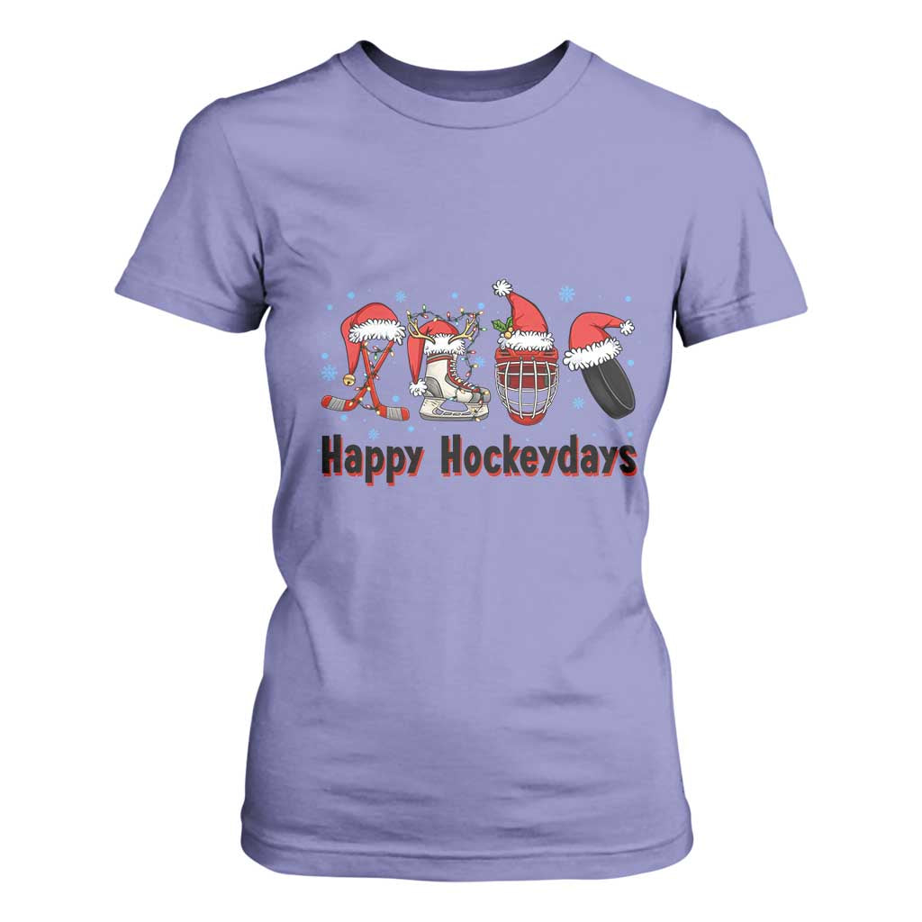 Happy Hockeydays T Shirt For Women Funny Christmas Ice Hockey Gift TS12 Violet Print Your Wear