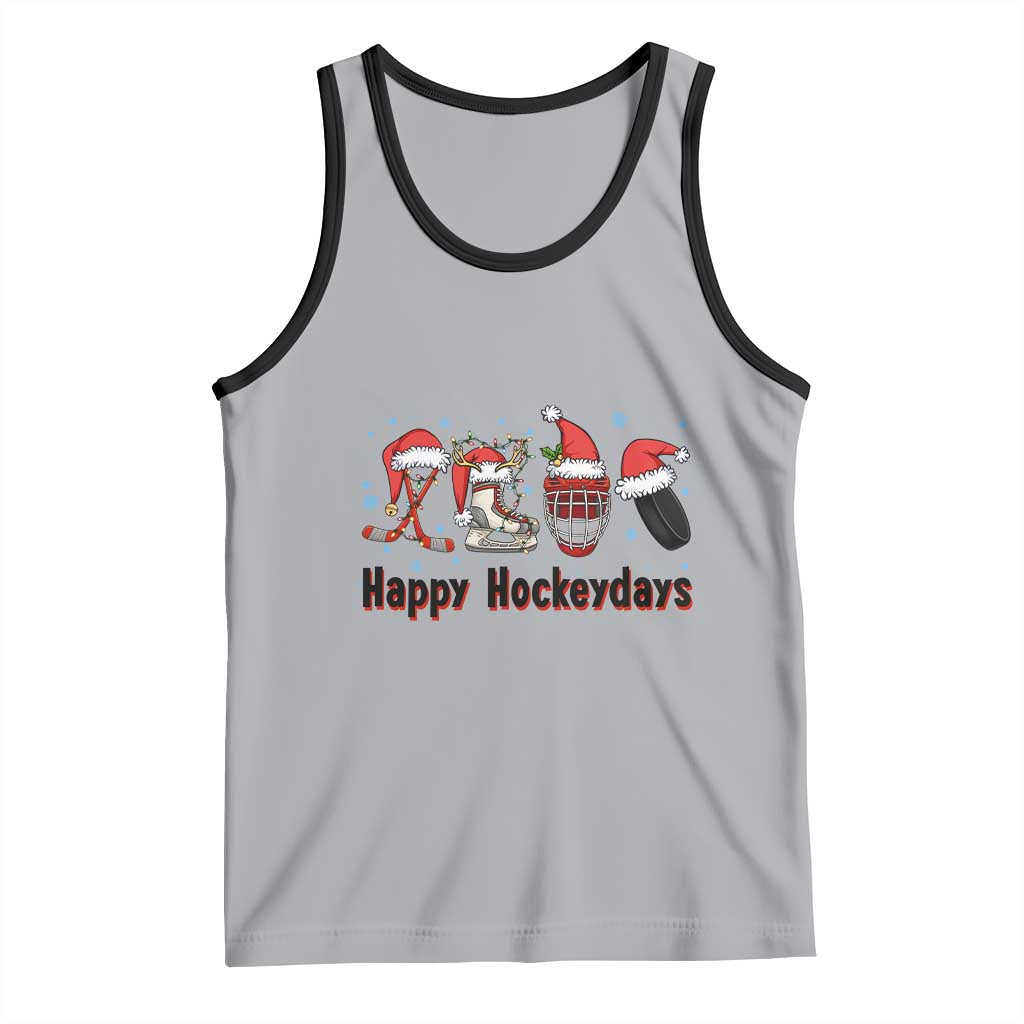 Happy Hockeydays Tank Top Funny Christmas Ice Hockey Gift TS12 Athletic Heather Black Print Your Wear