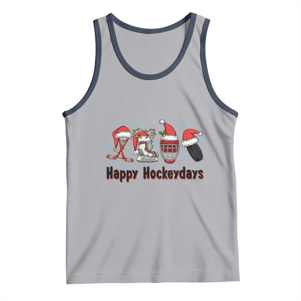 Happy Hockeydays Tank Top Funny Christmas Ice Hockey Gift TS12 Athletic Heather Navy Print Your Wear