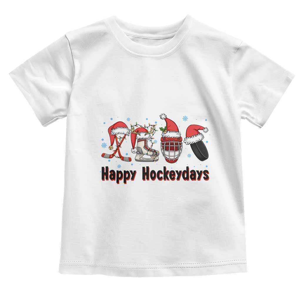 Happy Hockeydays Toddler T Shirt Funny Christmas Ice Hockey Gift TS12 White Print Your Wear
