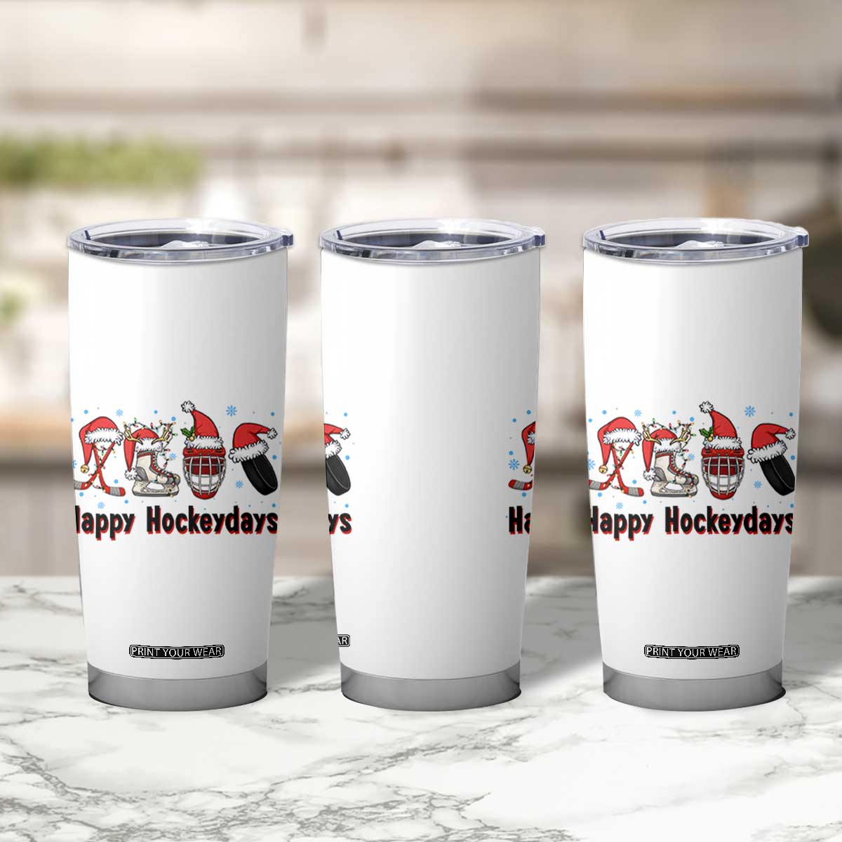 Happy Hockeydays Tumbler Cup Funny Christmas Ice Hockey Gift TS12 Print Your Wear