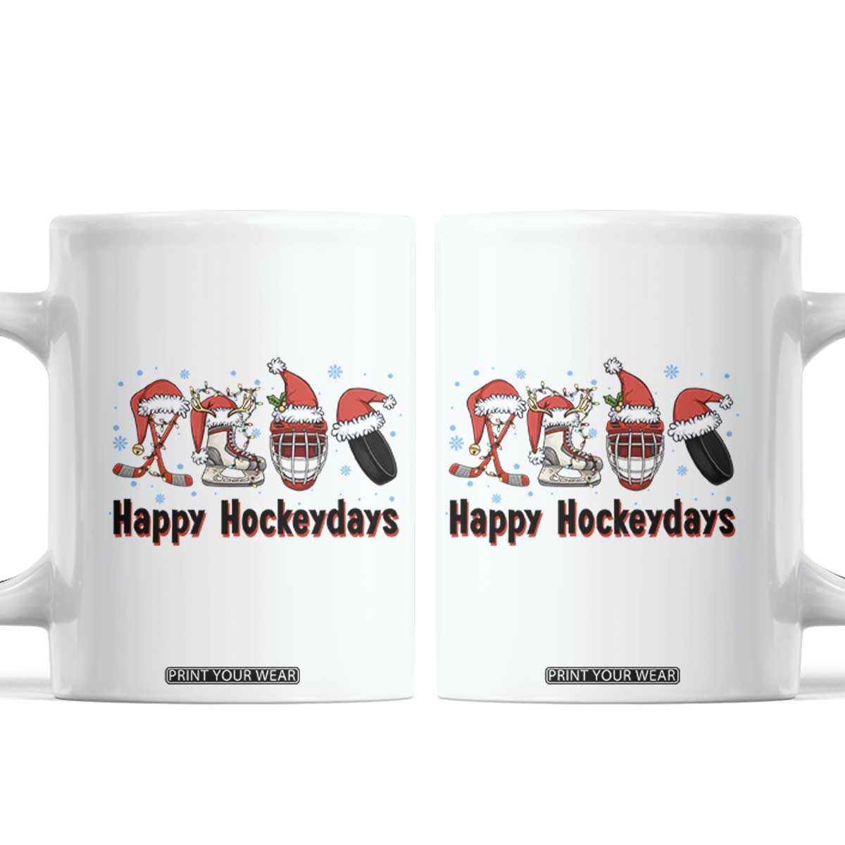 Happy Hockeydays Coffee Mug Funny Christmas Ice Hockey Gift TS12 White Print Your Wear