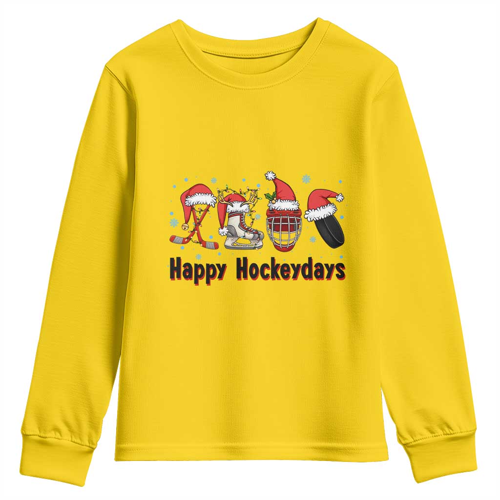 Happy Hockeydays Youth Sweatshirt Funny Christmas Ice Hockey Gift TS12 Daisy Print Your Wear