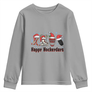 Happy Hockeydays Youth Sweatshirt Funny Christmas Ice Hockey Gift TS12 Sport Gray Print Your Wear