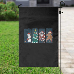 Funny Ice Hockey Christmas Gift Garden Flag Santa Snowman And Gingerbread Playing Together TS12 Print Your Wear