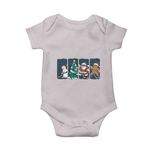 Funny Ice Hockey Christmas Gift Baby Onesie Santa Snowman And Gingerbread Playing Together TS12 Ice Gray Print Your Wear