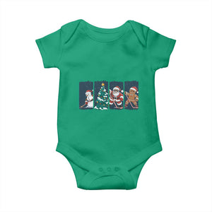 Funny Ice Hockey Christmas Gift Baby Onesie Santa Snowman And Gingerbread Playing Together TS12 Irish Green Print Your Wear