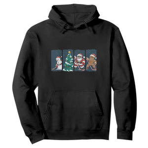 Funny Ice Hockey Christmas Gift Hoodie Santa Snowman And Gingerbread Playing Together TS12 Black Print Your Wear