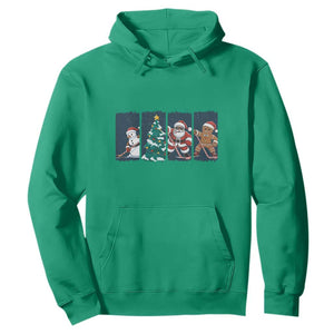 Funny Ice Hockey Christmas Gift Hoodie Santa Snowman And Gingerbread Playing Together TS12 Irish Green Print Your Wear
