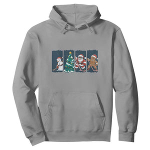 Funny Ice Hockey Christmas Gift Hoodie Santa Snowman And Gingerbread Playing Together TS12 Sport Gray Print Your Wear