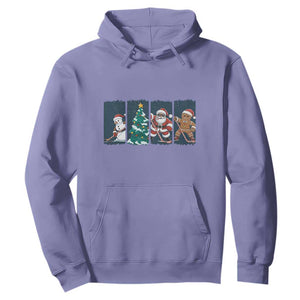 Funny Ice Hockey Christmas Gift Hoodie Santa Snowman And Gingerbread Playing Together TS12 Violet Print Your Wear