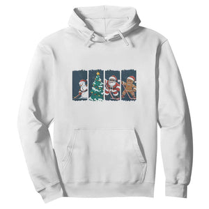 Funny Ice Hockey Christmas Gift Hoodie Santa Snowman And Gingerbread Playing Together TS12 White Print Your Wear