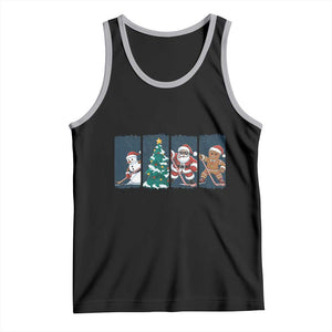Funny Ice Hockey Christmas Gift Tank Top Santa Snowman And Gingerbread Playing Together TS12 Black Athletic Heather Print Your Wear