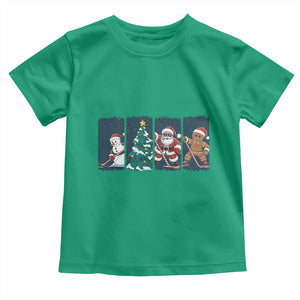 Funny Ice Hockey Christmas Gift Toddler T Shirt Santa Snowman And Gingerbread Playing Together TS12 Irish Green Print Your Wear