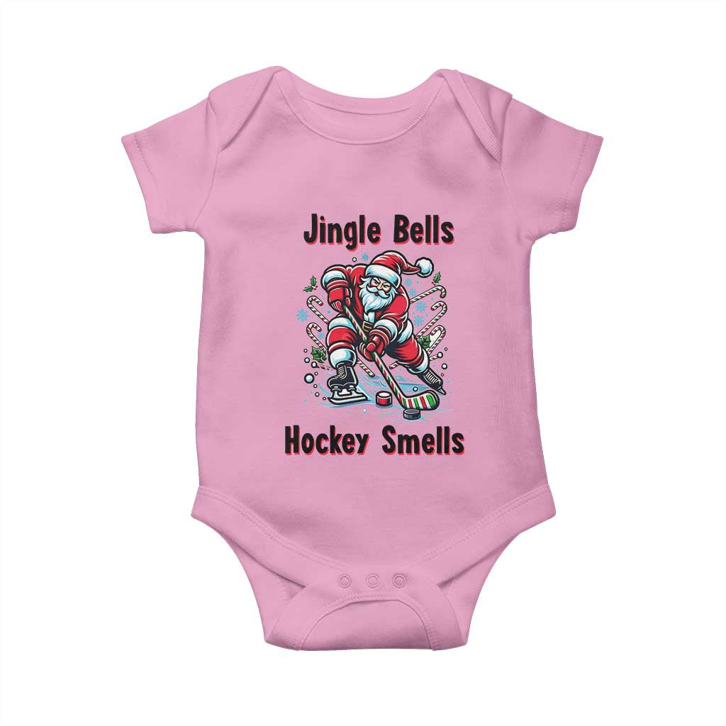 Jingle Bells Hockey Smells Baby Onesie Funny Santa Ice Hockey Christmas Gift TS12 Light Pink Print Your Wear