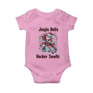 Jingle Bells Hockey Smells Baby Onesie Funny Santa Ice Hockey Christmas Gift TS12 Light Pink Print Your Wear