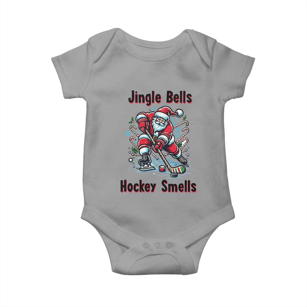 Jingle Bells Hockey Smells Baby Onesie Funny Santa Ice Hockey Christmas Gift TS12 Sport Gray Print Your Wear